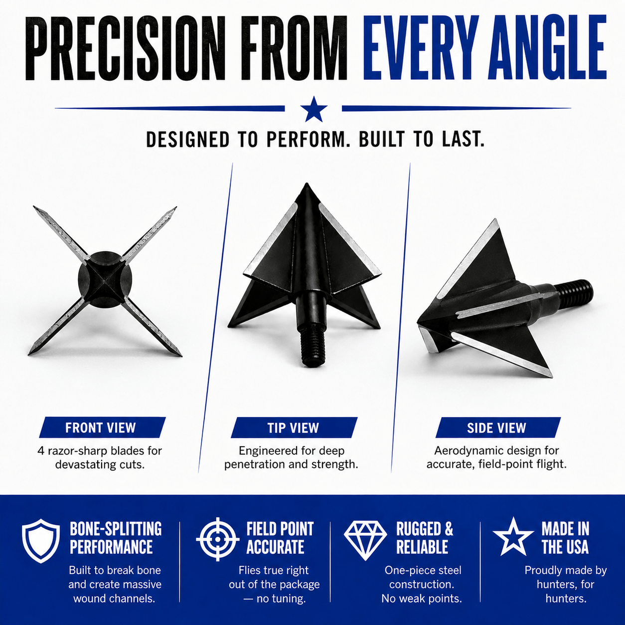 TOTA | 125 grain XL broadhead  | 1-3/16-inch solid | fixed blade